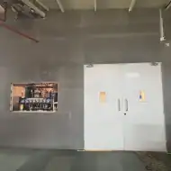 Office entrance with fire rated glass doors